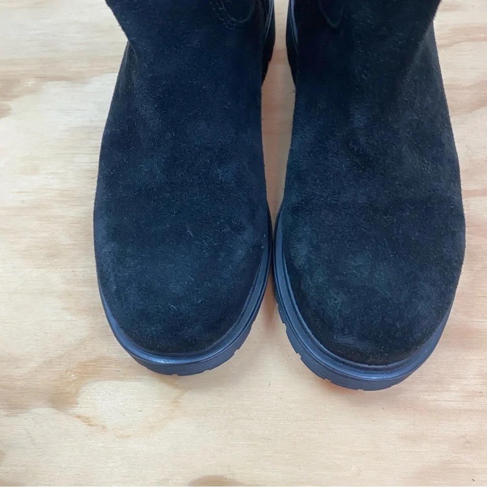 La CANADIENNE Black Suede Shearling-Lined Tall Slip-On Boots